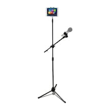 Coverzone 190cm Maksimum Uzunluk Mikrofon Standı Multi Fonksiyonel 2in1 Mikrofon Ve Tablet Stand Katlanabilir Açısı Ayarlanabilir Zemin Üstü - Canlı Müzik Mikrofon Telefon Stand 103sp 1