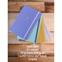4 Adet Her Biri 80 Yaprak 13x21 Çizgisiz Termo Deri Ciltli Defter Pastel Renk 70 Gr Krem Renk Kağıt Çok Renkli