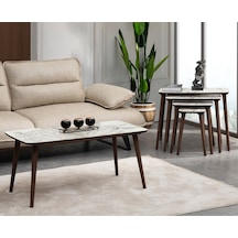 Vovvahome Luci 4lü Mdf Ahşap Zigon Sehpa Ve Orta Sehpa - Beyaz