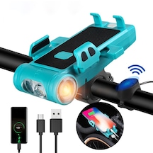 Monozone 5in1 Bisiklet Feneri Telefon Tutucu+korna +sis Farı Mavi - Siyah