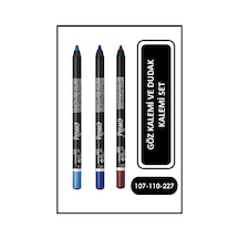 Waterproof Eye Pencil 110-107 Göz Kalemi Ve Long Lasting Lip Pencil 227 Dudak Kalemi Set 0