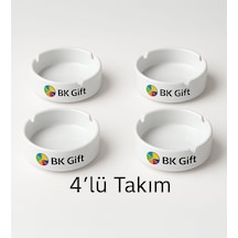 Bk Gift Kişiye Özel Logolu 4 Adet Porselen Kül Tablası, Yeni İş Hediyesi, Firmalara Özel Kül Tablası Kobitmeyencom34049 Bk Gift