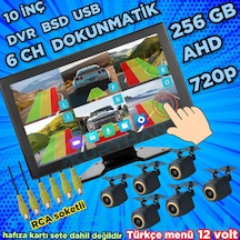 170'' Balık Gözü Ahd 720p Rca Kamera 6 Kanallı 10 İnç Dokunmatik Usb Bsd Dvr Ekran 12 Volt