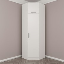 Kale 1 Kapaklı Köşe Dolap + Yüklük Beyaz 255cm Beyaz