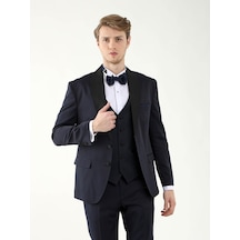 Dufy Lacivert Erkek Slim Fit Sivri Yaka Smokin Takım - 92417 Lacivert