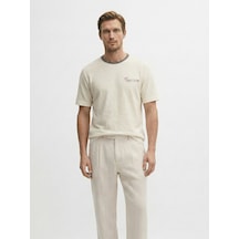 Xint Naturel Pamuk Dokulu Regular Fit Tişört 502335 Bej