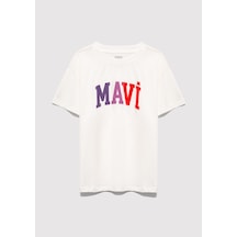 Mavi - Mavi Logo Baskılı Ekru Tişört 7610425-70057 Ekru
