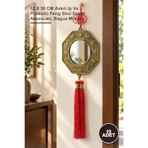 10 Adet Bagua Aynası 12 X 36 Cm Askılı İp Ve Püsküllü Feng Shui Duvar Aksesuarı, Bagua Mirror