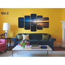 5 Parça Deniz Sandal Manzaralı Mdf Tablo