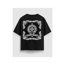 Yolo Street Vintage Gotik Desenli Oversize Siyah Tişört Premium %100 Pamuk, Luxury Streetwear Koleksiyonu Siyah