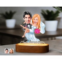 Bk Gift Kişiye Özel Yeni Evli Çift Karikatürlü Dekoratif 3d Biblo Led Işıklı Gece Lambası-10, Düğün Hediyesi, Yıl Dönümü Hediyesi Kobitmeyen138274 Bk
