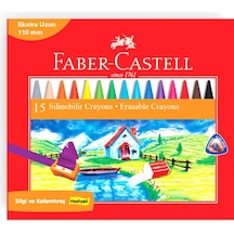 Faber-Castell Silinebilir Mum Boya 15 Renk,Ergonomik Üçgen Gövde,Canlı ve Örtücü Renkler