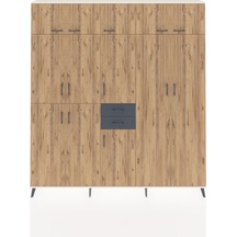 Arges Dolap 10 Raflı 2 Çekmeceli 3 Askılı 220x30x243 Aytaşı-çam/antrasit Atlas Çam/antrasıt