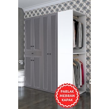 Kenzlife Membran Çamaşır-kurutma Makinesi Dolabı Ve Giysi Dolabı Çekmeceli Eşari Sağ Gribyz 187 160 60 Mebran Kapak Mdf Gövde Beyaz