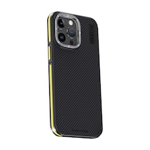 Joko Apple İphone 15 Pro Kılıf Aramid 600d Kevlar Karbon Fiber Magsafe Kapak - Sarı 0.2M-Çok Renkli
