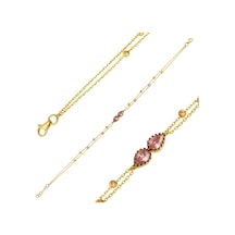 Bilezikci 14 Ayar Altın Pembe Damla Taşlı Bileklik NMSBL0341 Sarı Altın