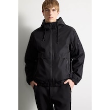 Defacto Slim Fit Kapüşonlu Fermuarlı Siyah Erkek Mont H1499ax/bk27
