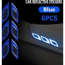 Mavi 6 Adet/takım Araba Yansıtıcı Şeritler Karbon Fiber Araba Etiketi Kamyon Oto Motor Çizilmez Güvenlik Uyarı Etiketi Araba Aksesuarları