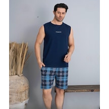 Pijamoni Erkek Bisiklet Yaka Kolsuz Şortlu Pijama Takımı 6185/2 - 1 Adet Lacivert
