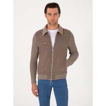 Cacharel Vizon Slim Fit Triko Hırka Kahverengi