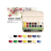 Zig Gansai Portable Set 14Lü + Su Hazneli Fırça + 0.1Mm Mangaka