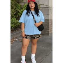 Düz Oversize Unisex Tişört Yb3 Bebe Mavisi
