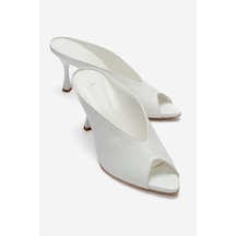 Luvishoes Pelına Beyaz Cilt Kadın İnce Topuklu Terlik