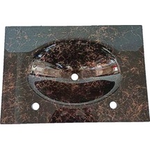 Cam Lavabo 12 MM 100 x 56 CM Siyah Bakır Desenli