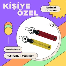 Amcaya Saygı Dolu Hediye Ay Yıldız Tc Temalı, İsme Yazılabilir 2 Li Anahtarlık Seti, Bordo-mor