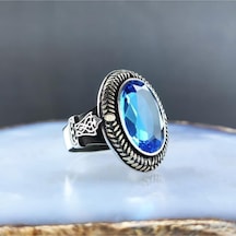 Vog Aquamarine Taşlı 925 Ayar Gümüş Erkek Yüzük