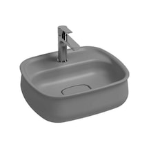Isvea Fluido Tezgah Üzeri Çanak Lavabo 47 CM Bas-Aç Set Stone Gri