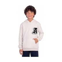 Onloox Erkek Bej Melanj Erkek Çocuk Bej Melanj Pamuklu Kapüşonlu Regular Fit A Harfi Nakışlı Sweatshirt 9-14 Yaş