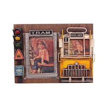 Dekoratif Metal Çerçeve Tramvay Dekorlu Vintage Ev Ofis Hediyelik Arbltgse24j4ohcı46g