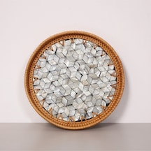 Abstract 25x3 Cm Sedefli Rattan Tepsi & Duvar Dekoru Mix