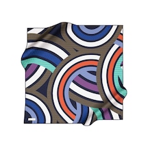 Geometrik Desenli Pierre Cardin Krep Saten Eşarp Mavi mavi