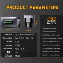 Fnırsı Fd10 Obd2 Araç Tanılama Cihazı: Bluetooth 5.1, Motor Tarama, Gerçek Zamanlı Veri Akışı, 8 Dil Desteği, Ios Ve Android Uyumlu