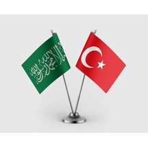 Yeşil Kelime-i Tevhid Ve Türk Bayrağı İkili Saten Masa Bayrağı Takımı Diğer