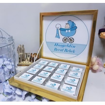 Karton Kutulu İsme Özel Erkek Bebek Çikolatası 36 adet