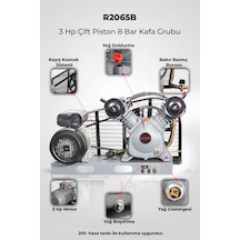 R.m.d Kompresör 3 Hp Çift Piston 8 Bar Kafa Grubu I-r2065b