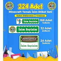 Okul Kreş Kişiye Özel İsim Etiket Seti Mine Craft Temalı - Model 13 Çok Renkli