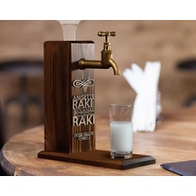 Bk Gift Kişiye Özel Kabartma İsimli Musluklu Ceviz Ahşap Rakı Standı, Rakı Çeşmesi, Doğum Günü Hediyesi, Ev Hediyesi, İçecek Dispenseri-1
