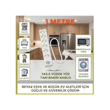 Vikomulti-let 6 Lı Anahtarlı Çocuk Korumali 3x2.5 % Yüz Tam Bakır Ttr Kablolu Uzatma Seyyar Markanin Özel Üretimi   Tse Fişli Bakir Kablolu 1 Metre - 894975621 1 Metre - 894975621 8 - 10 M