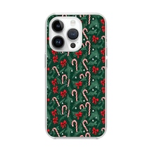 Apple Uyumlu iPhone 14 Pro  Yılbaşı Çam Ağacı Ve Baston Şeker Baskılı Silikon Kılıf Renkli