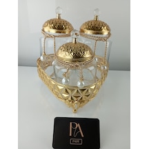 Çay Kahve Şekerlik Kavanoz Sunumluk Söz Nişan Kız İsteme Çikolatalık Dekoratif Obje Biblo Süs Eşya Üçgen Gold