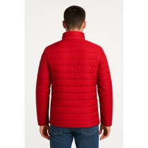 Erkek Bomber Mont Ceket Su İtici Kumaş, Kapitone Astarlı, Fermuarlı, Kışlık - Kırmızı Kırmızı