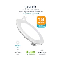 18w Tasarruflu Led Yuvarlak Beyaz/gün Işık Sıva Altı Slim Panel Tavan Aydınlatma Armatürü Beyaz-1 Adet Diğer