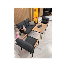 Houseart Balkon ,bahçe , Teras , Cafe ,salon , Metal Kanepe , Metal Kanepe Koltuk ,oturma Takımı 2-1-1 Masalı Takım Antrasit