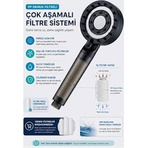Filtreli Masajlı Duş Başlığı Su Arıtmalı, Klor Ve Kireç Önleyici, Yüksek Basınçlı Mat - Siyah