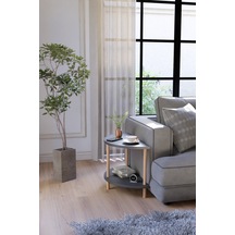 Modern Ahşap İki Raflı Koltuk Yanı Sehpa Çevirmeli Kurulum Salon Yan Sehpası Antrasit
