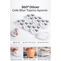 8 Adet 360 Derece Döner Çelik Bilye Tekerlekli Eşya Yük Taşıma Yapışkanlı Eşya Kaydırma Aparatı Set Diğer